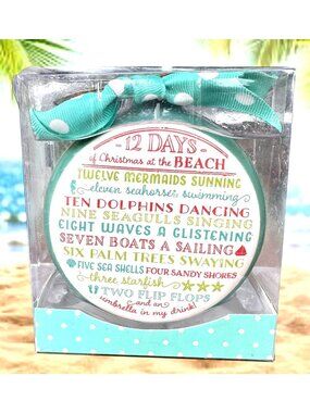 12 Days of Christmas at Beach Ornament Ceramic Double Side NIB Girlfriend Cruise